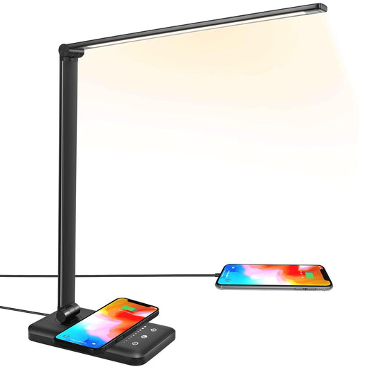 Smart LED Desk Lamp with Wireless Charger & USB Hub